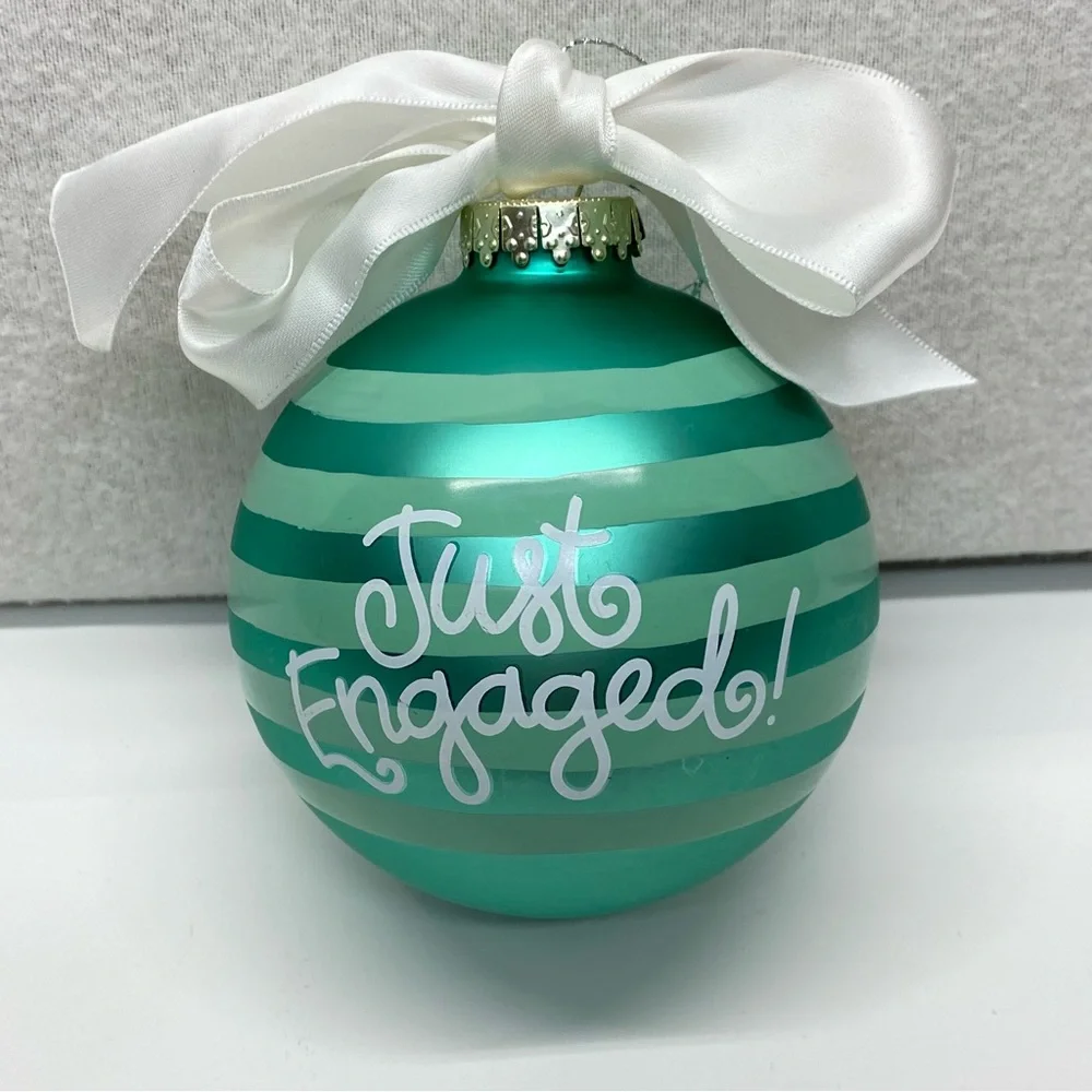 Coton Colors Christmas Ornament She Said Yes Just Engaged Glass Ornament Stripe